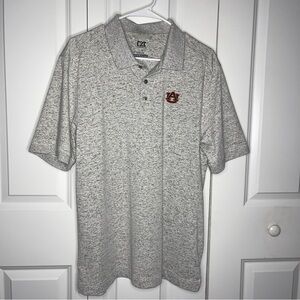 Cutter And Buck Auburn University Polo Size Large AU Tigers DryTec Heather Grey
